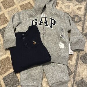 GAP Gray and Navy Baby Outfit Set